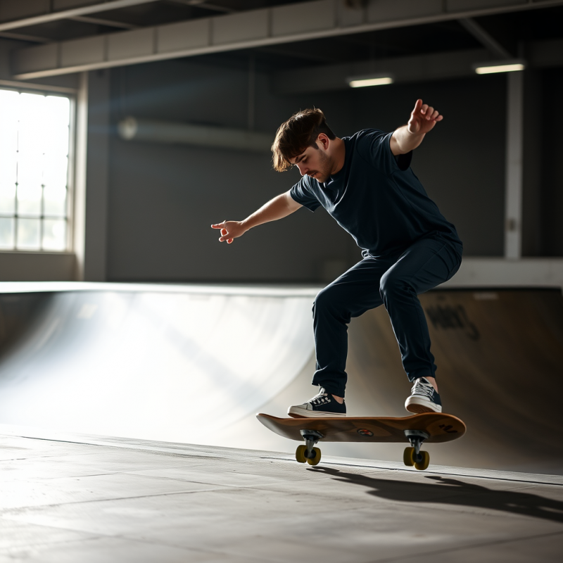 Skateboarder Performing Trick At Skate Park