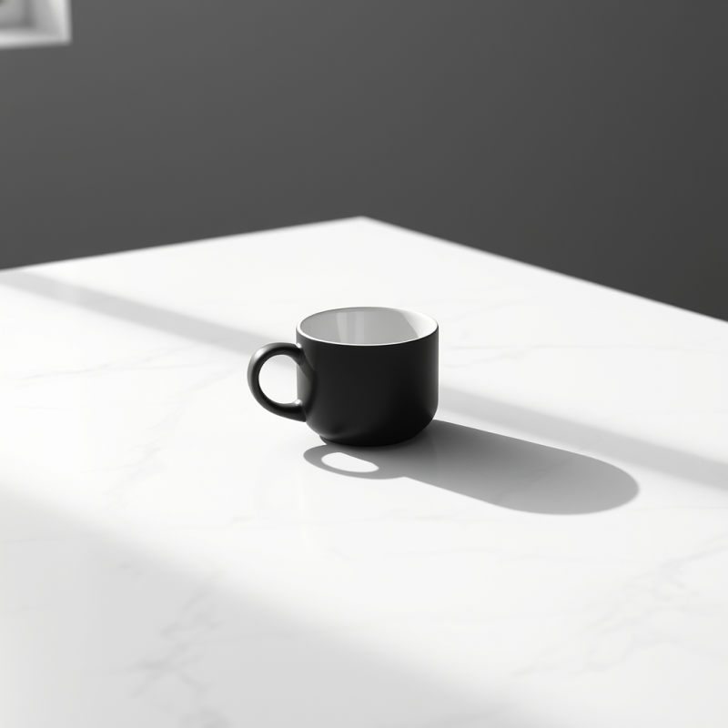 Sleek Black Mug with a White Interior Sits Alone on