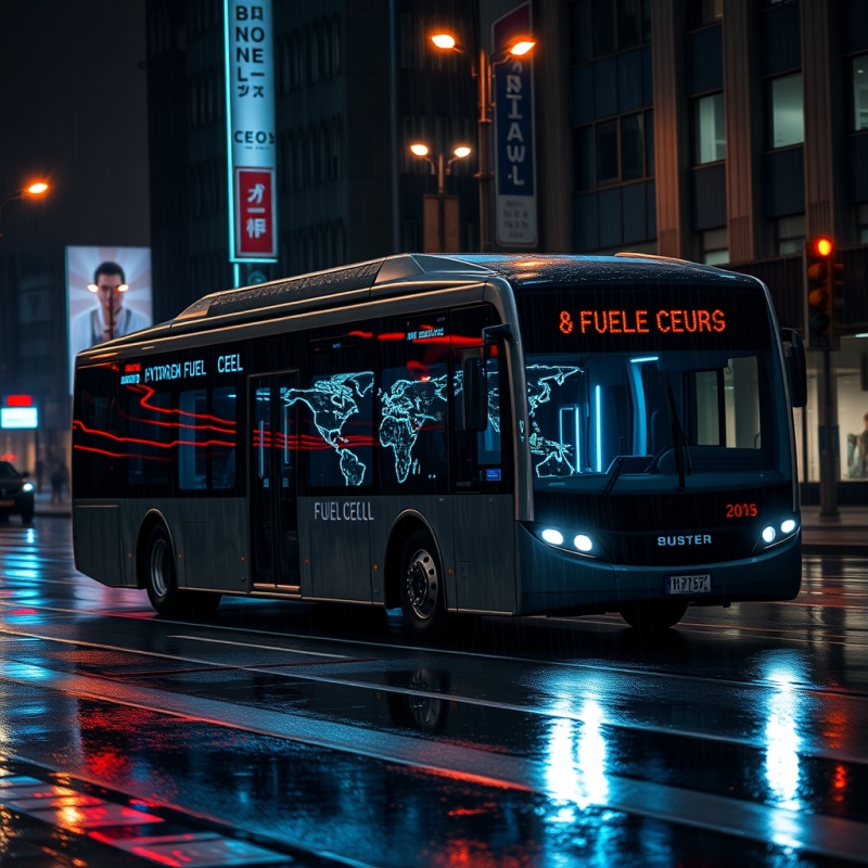 Sleek, Futuristic Fuel Cell Bus Glides Through a
