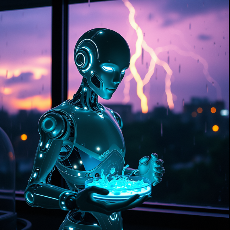 Sleek, Futuristic Robot with Glowing Blue Accents