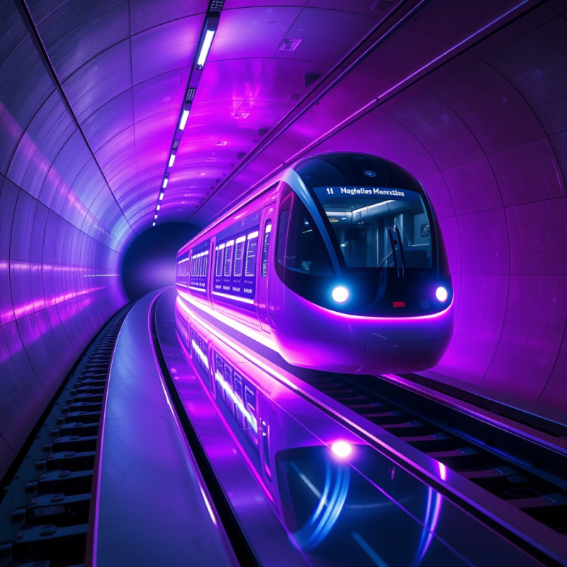 Sleek, Modern Train Glides Through a Vibrant