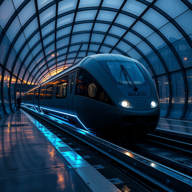 Sleek, Modern Train Labeled 'malevo' Glides Through