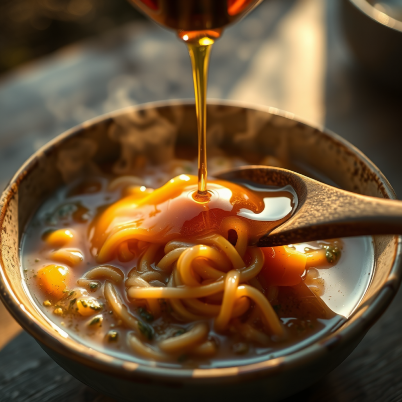 Slow-motion Close-up of Amber-hued Honey Being Drizzled...
