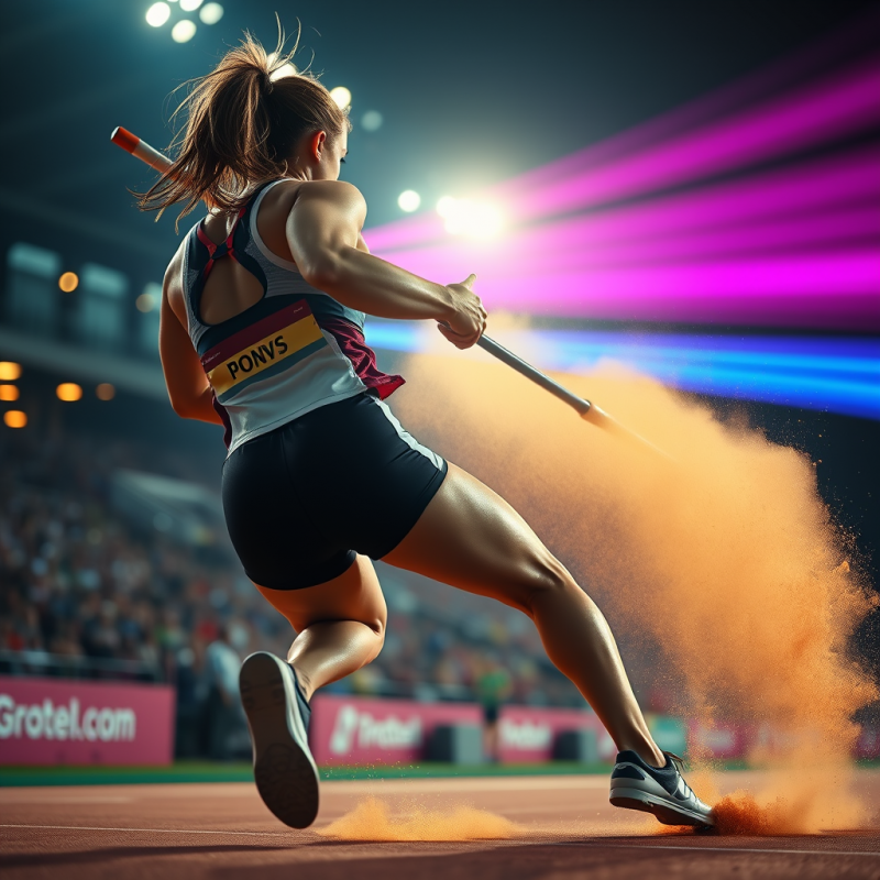 Slow-motion Shot of a Female Javelin Thrower Mid-arc