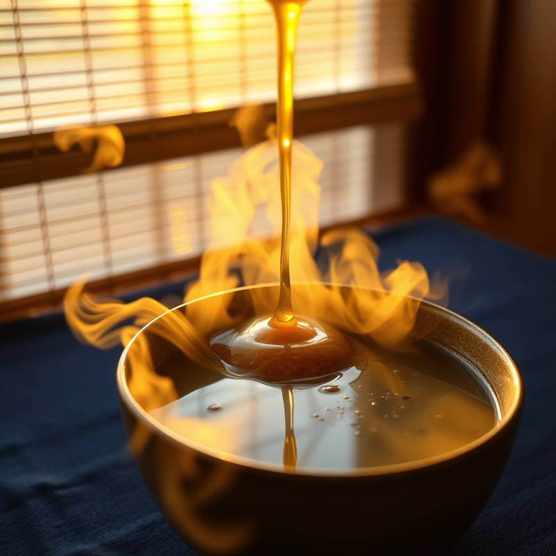 Slow-motion Shot of a Glowing Amber Liquid—likely Tur...