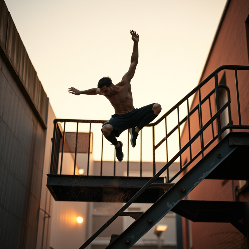 Slow-motion Shot of a Parkour Athlete Mid-flip Off a Ru...