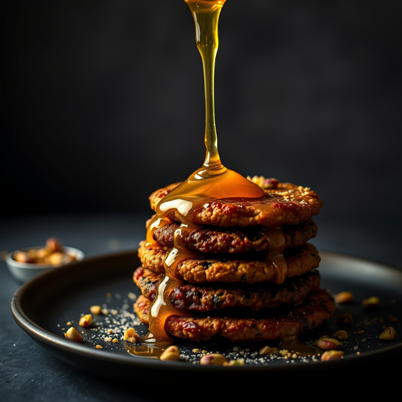 Slow-motion Splash of Golden Turmeric-infused Honey Dri...