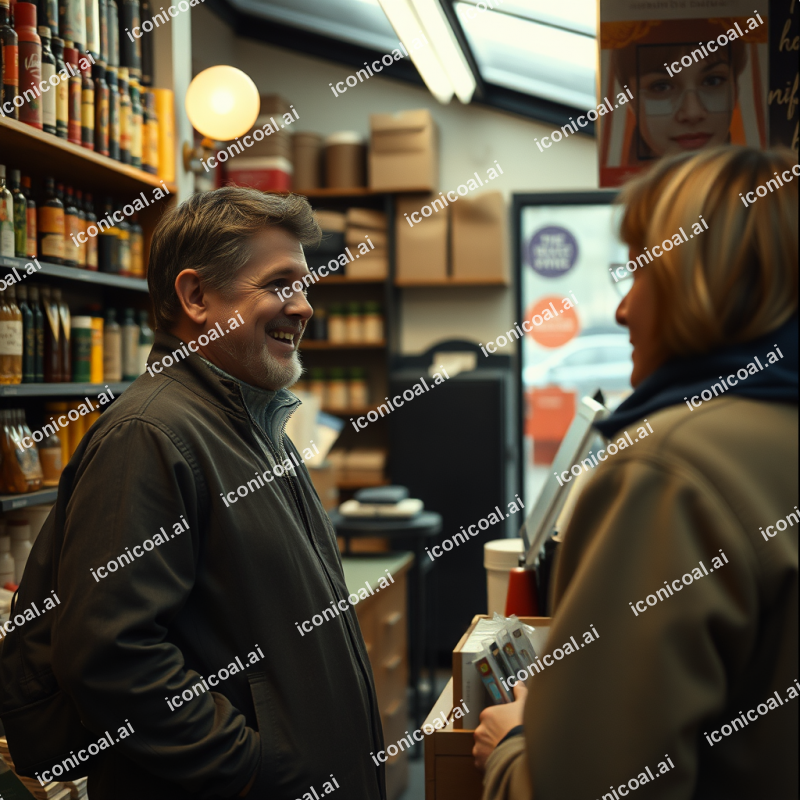 Small Business Owner In Shop Interacting Warmly With Cust...