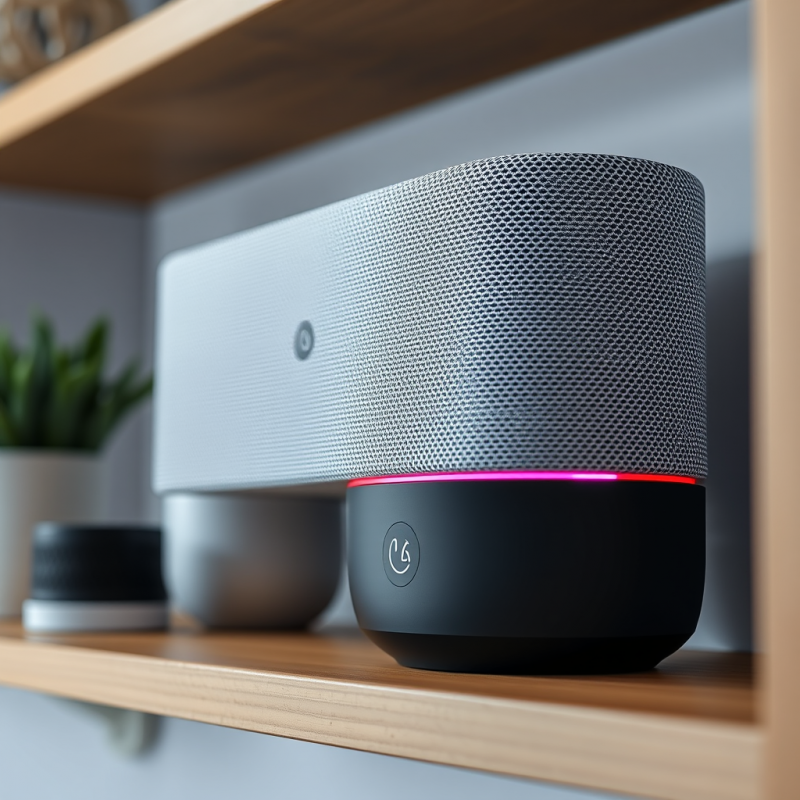 Smart Speaker on Shelf Home Automation Device
