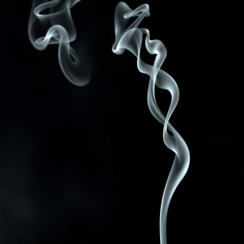 Smoke Tendrils Frozen in Time Against Pure Black Background