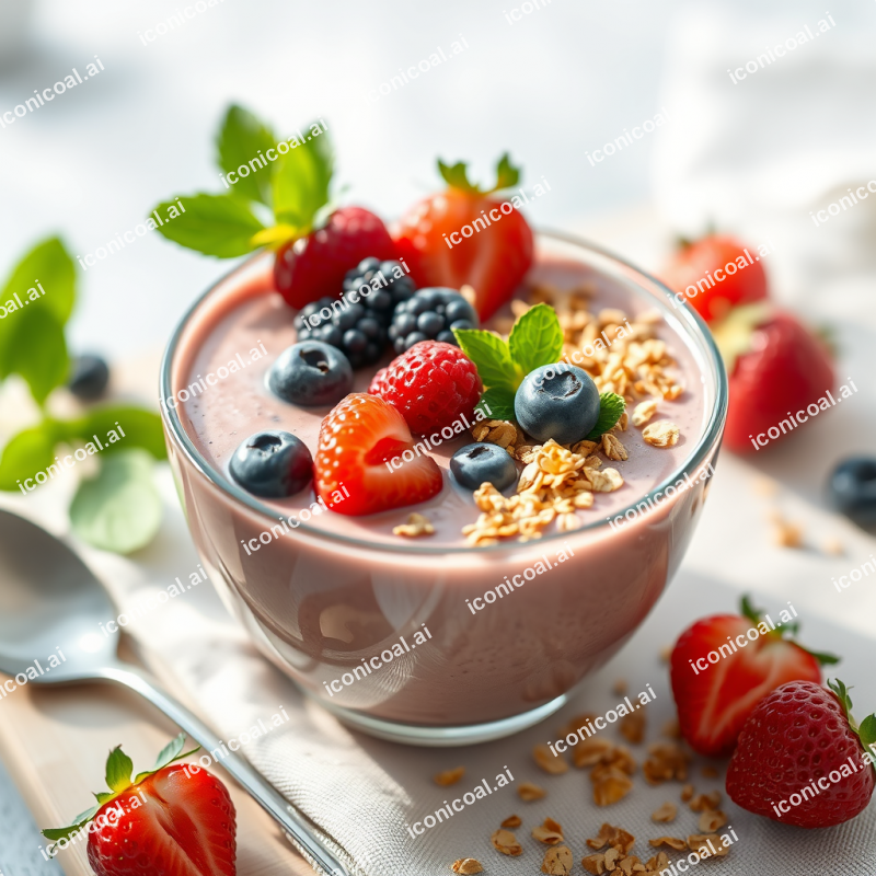 Smoothie Bowl With Fresh Berries And Granola Breakfast Ae...