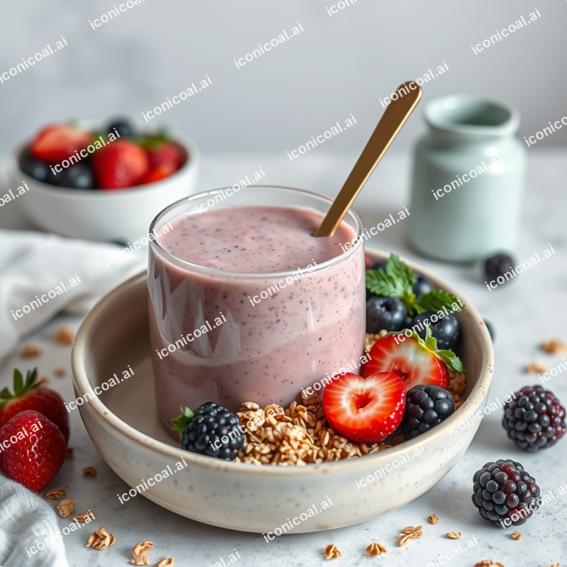 Smoothie Bowl With Fresh Berries And Granola Breakfast Ae...
