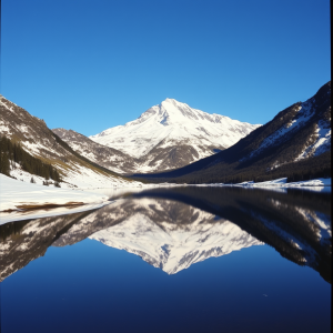 Snow-capped Mountain Reflected In Alpine Lake Pristine