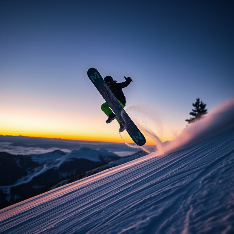 Snowboarder Captured Mid-backflip Against a Twilight Al...