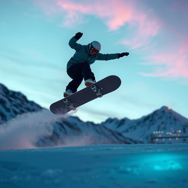 Snowboarder Mid-air Against a Twilight Sky