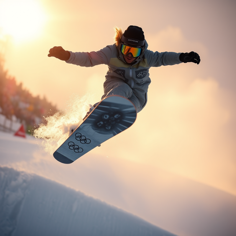 Snowboarder Mid-air During a 2026 Winter Olympics Halfp...