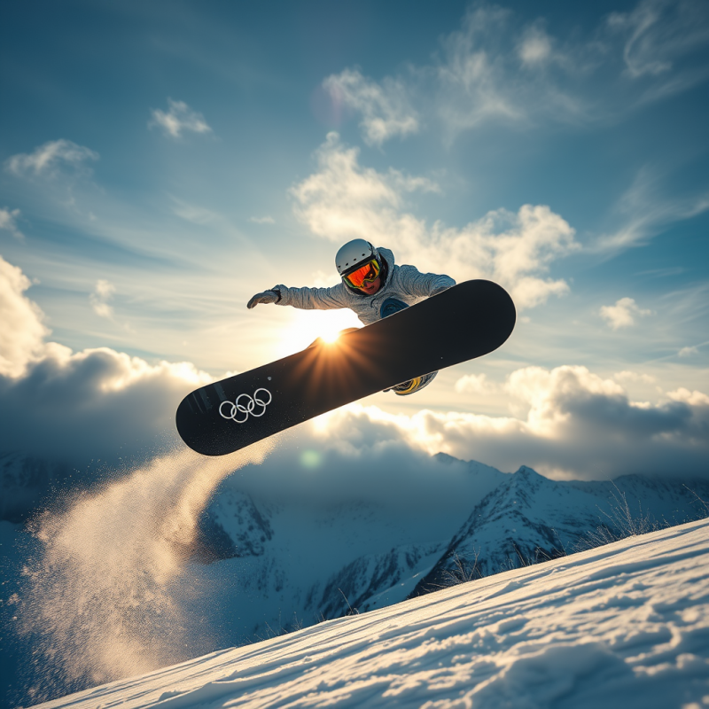 Snowboarder Mid-air During a 2026 Winter Olympics Run