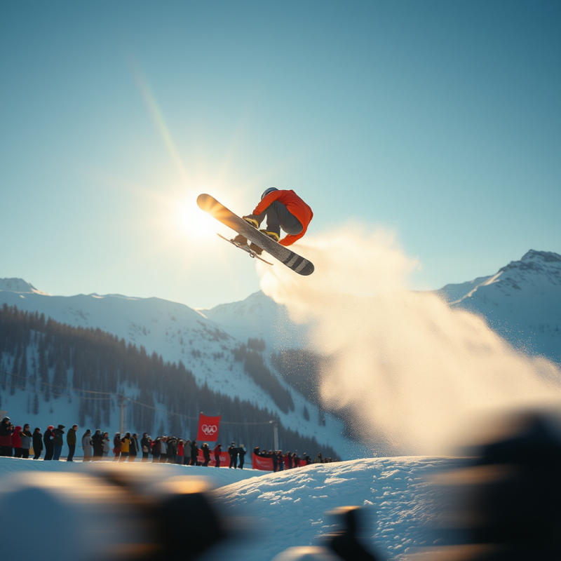 Snowboarder Mid-air During a Backflip at 2026 Winter Ol...