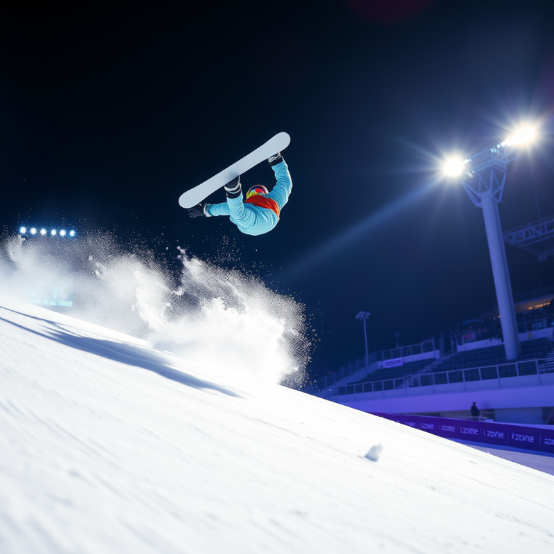 Snowboarder Mid-air During a Backflip at Milano Cortina...