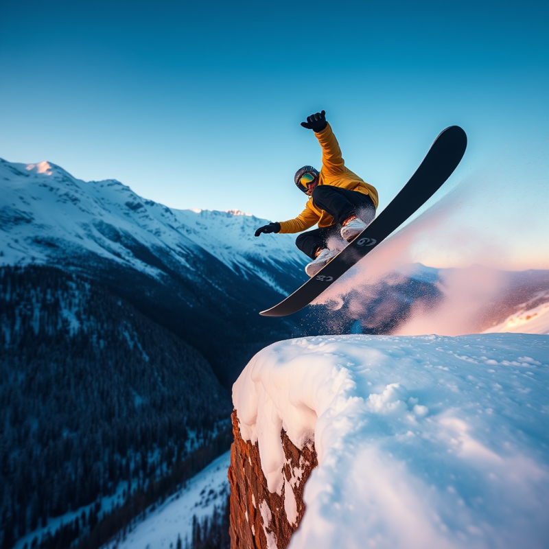 Snowboarder Mid-air During a Backflip Off a Frozen Quar...
