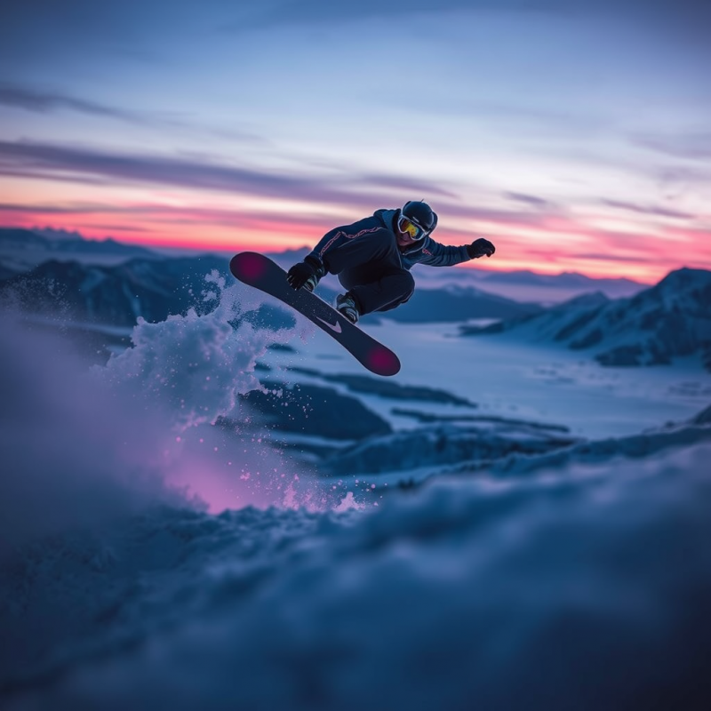 Snowboarder Mid-air During a Backflip Off a Frozen Moun...