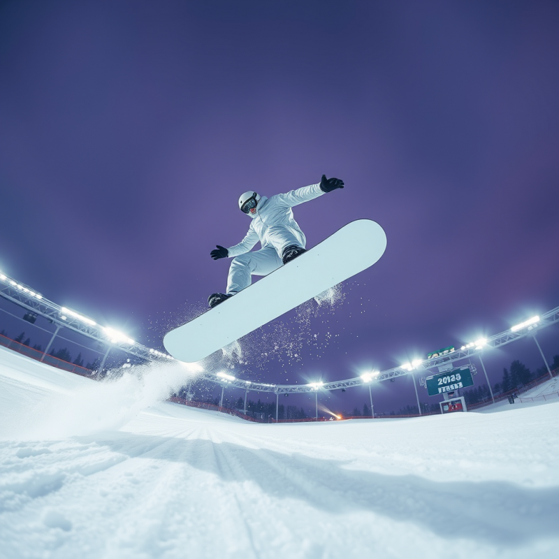 Snowboarder Mid-air During a Backside 1440 Trick at Mil...