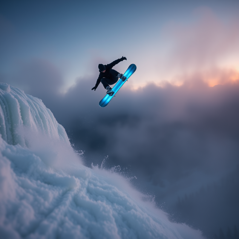 Snowboarder Mid-air During a Daring Backflip Off a Froz...