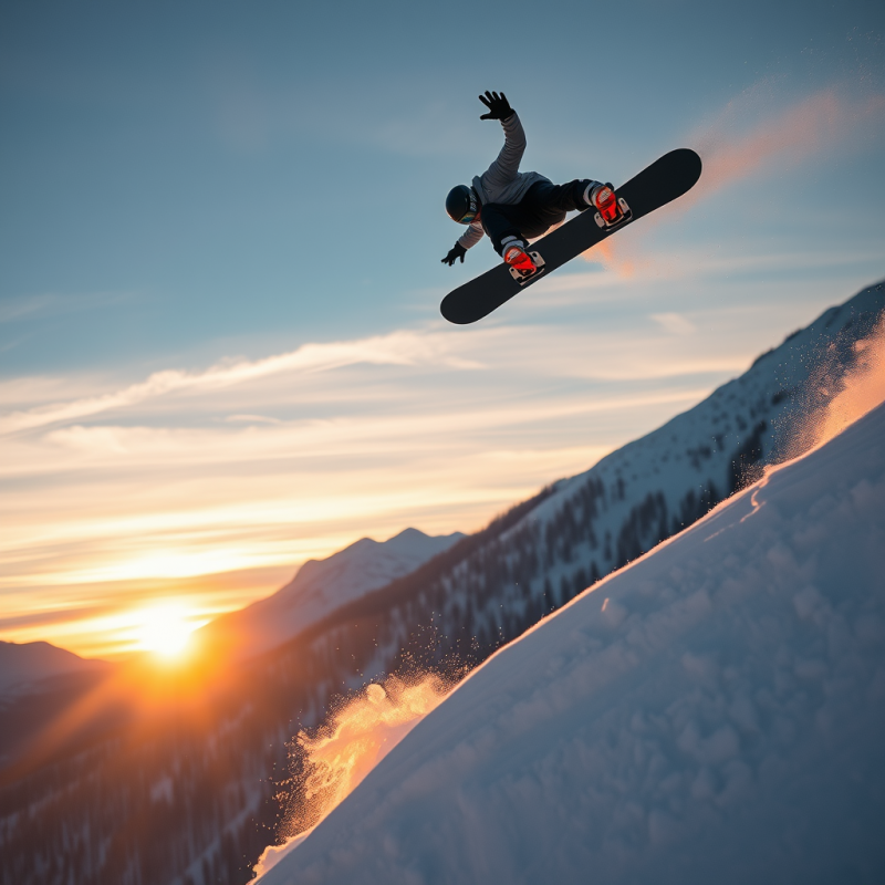 Snowboarder Mid-air Performing a Backside Triple Cork D...