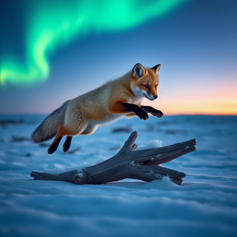 Snowy Fox Pup with Crystallized Fur