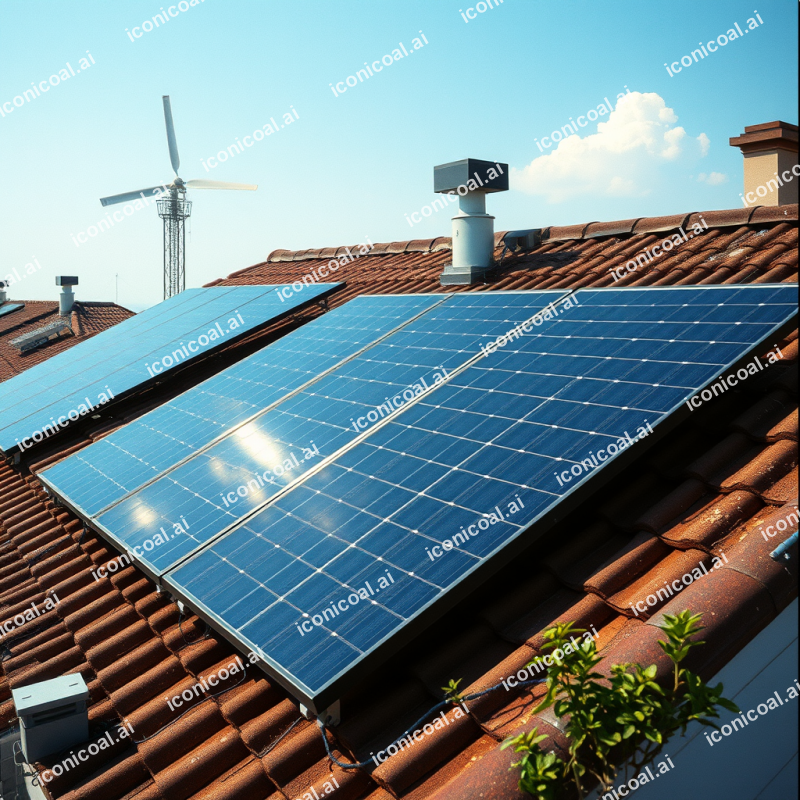 Solar Panels On Rooftop Sustainable Energy Technology