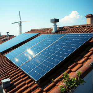 Solar Panels On Rooftop Sustainable Energy Technology