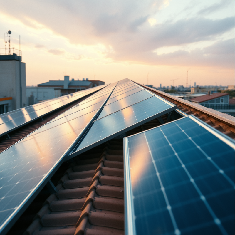 Solar Panels on Rooftop Sustainable Energy Technology