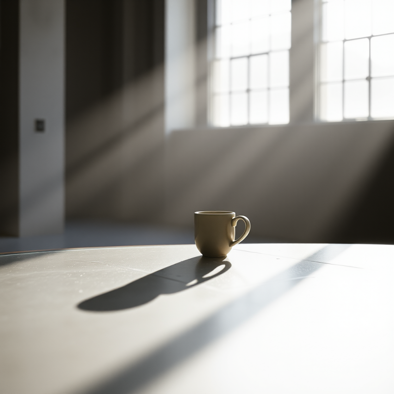 Solitary Beige Coffee Mug Bathed in Natural Light