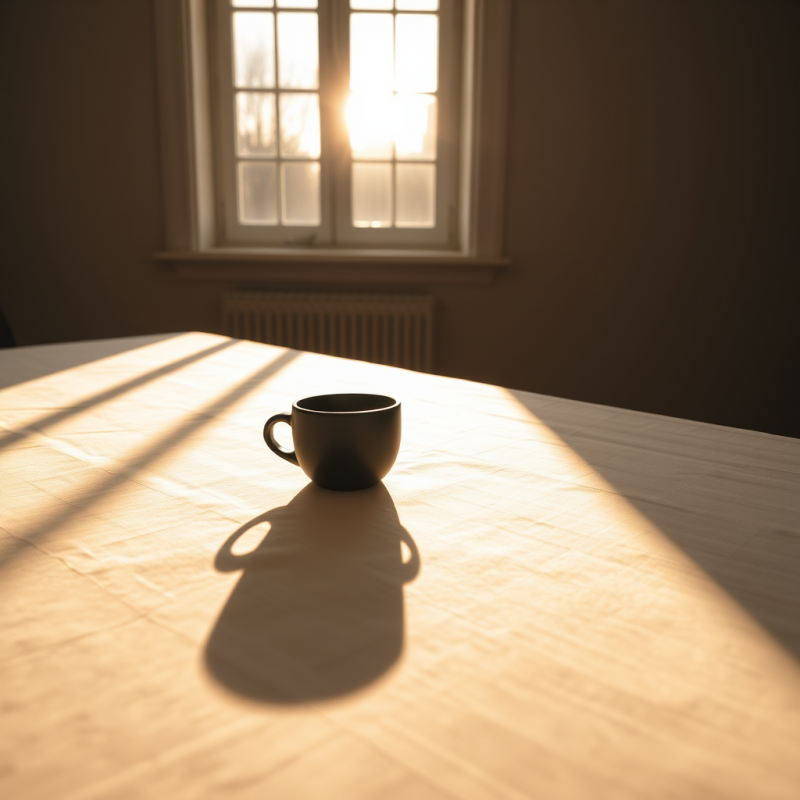 Solitary Black Coffee Cup Bathed in Golden Morning