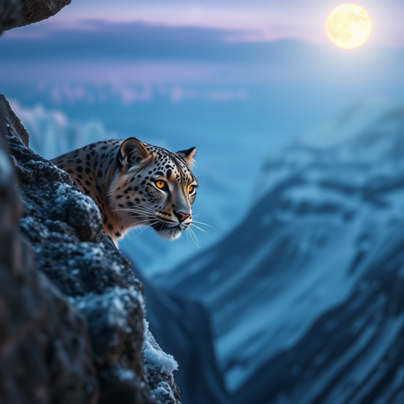 Solitary Snow Leopard