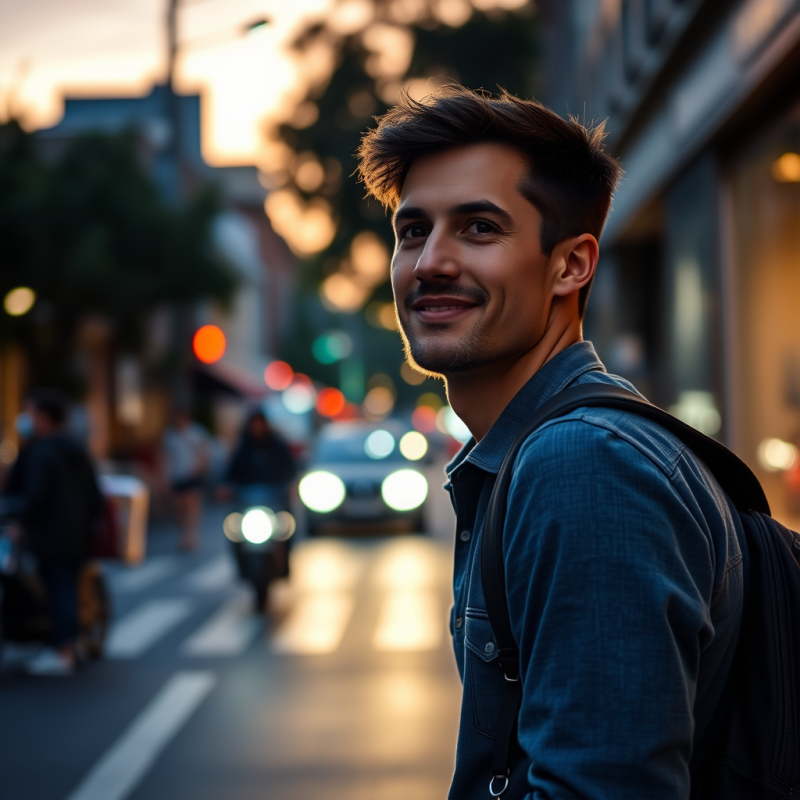 Solo Traveler Exploring City Street Authentic Adventure