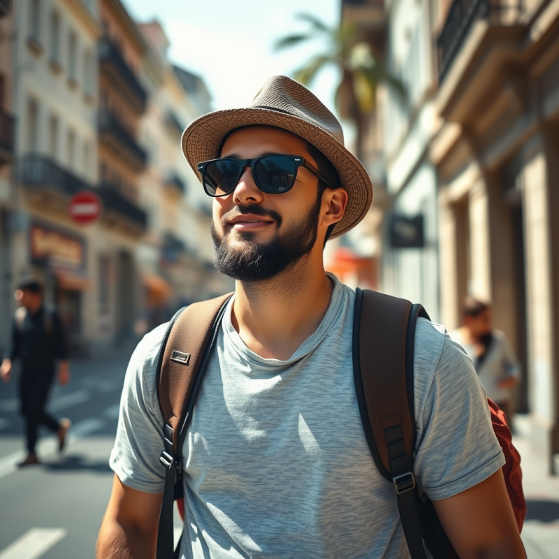 Solo Traveler Exploring City Street Authentic Adventure