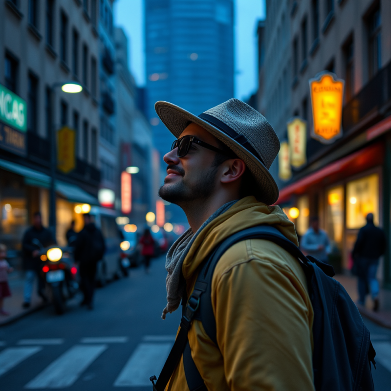 Solo Traveler Exploring City Street Authentic Adventure