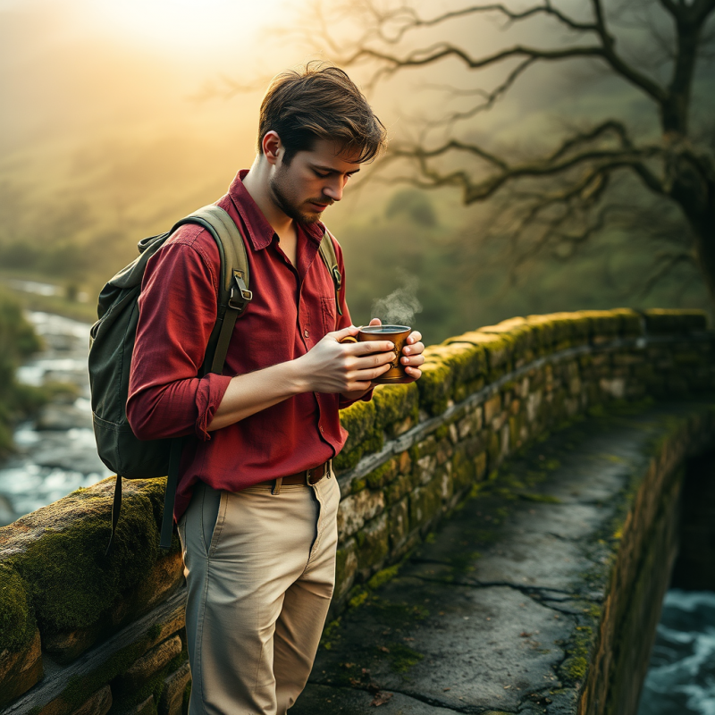 Hiker with a Hot Beverage