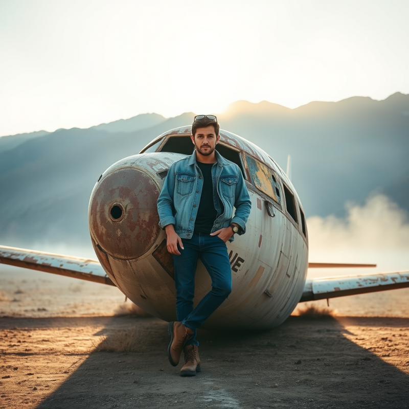 Man by Rusty Airplane