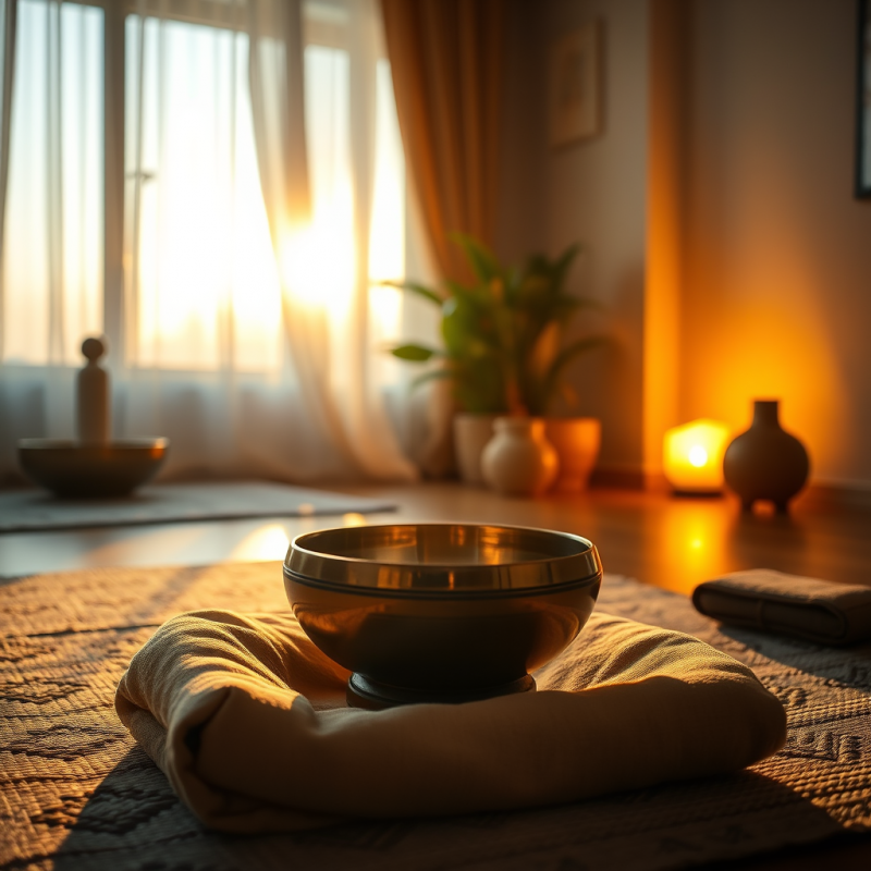 Sound Bowl Meditation Healing Practice Calming Atmosphere