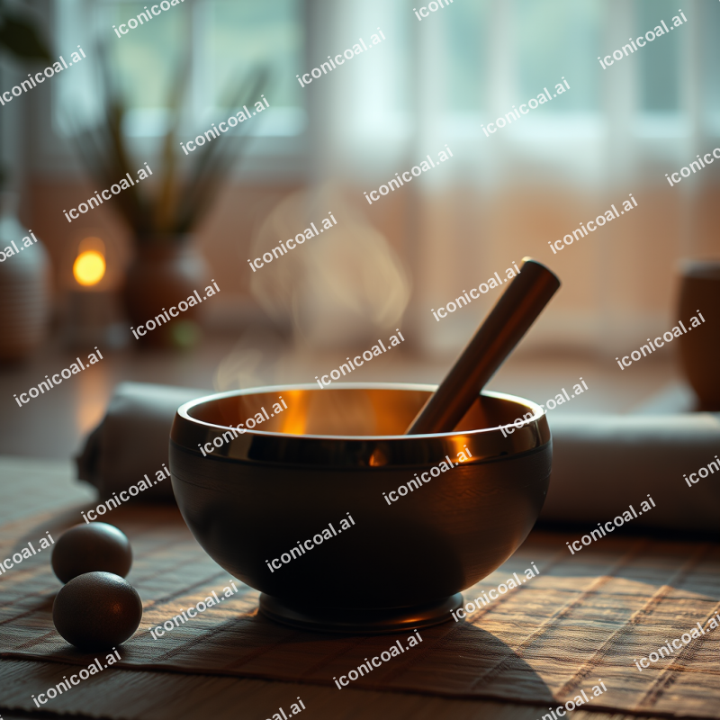 Sound Bowl Meditation Healing Practice Calming Atmosphere