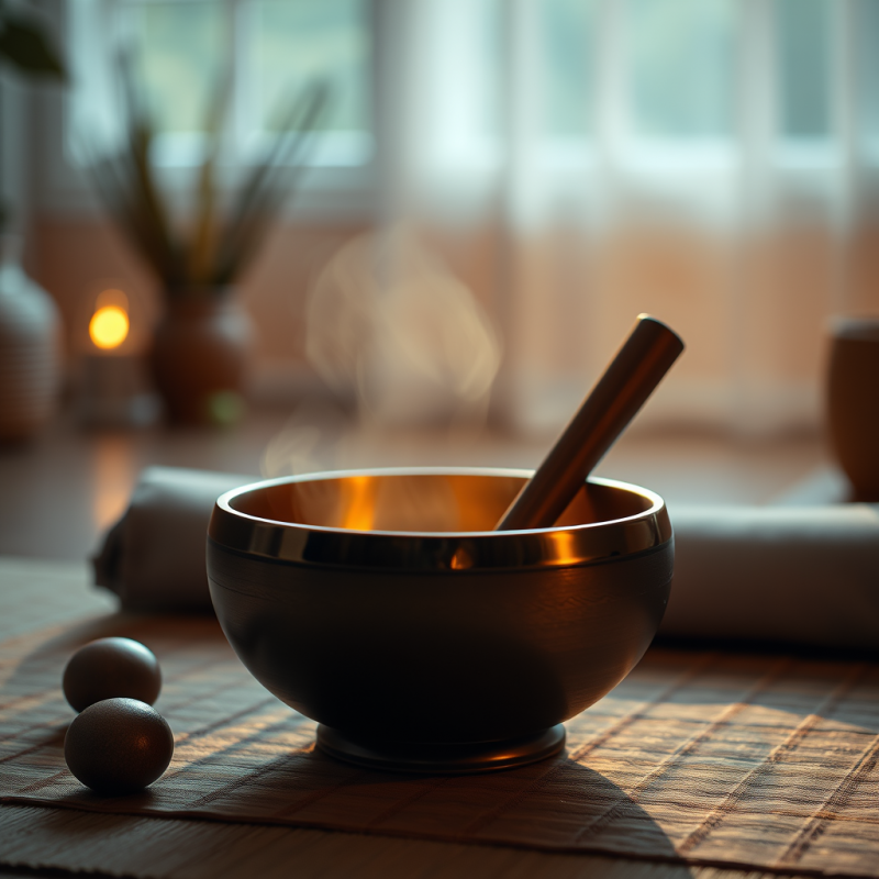 Sound Bowl Meditation Healing Practice Calming Atmosphere
