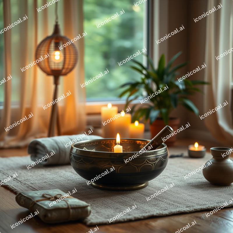 Sound Bowl Meditation Healing Practice Calming Atmosphere