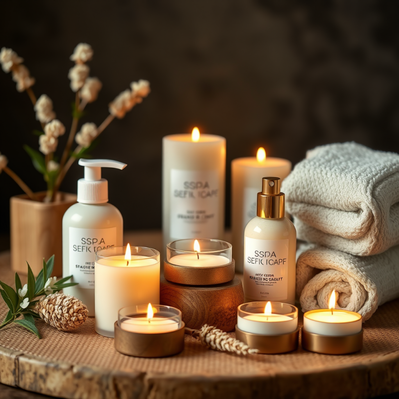 Spa Self-care Setup With Candles And Natural Products