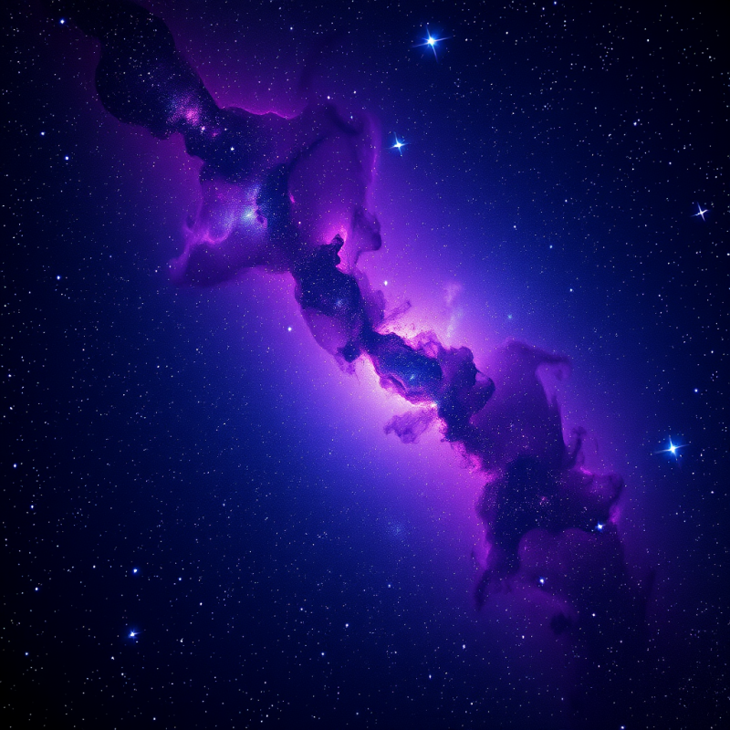 Space Nebula with Stars Cosmic Purple and Blue Colors