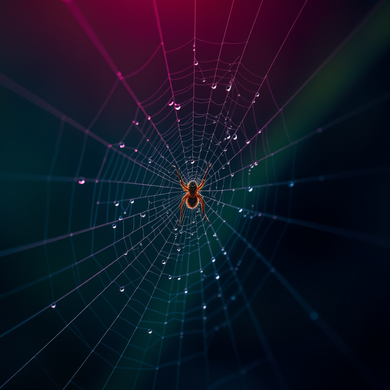 Spider Web with Morning Dew Macro