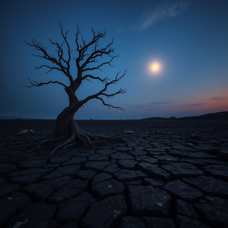 Stark, Leafless Tree Stands Resiliently on a