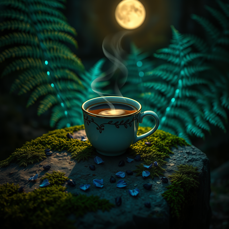 Steaming Artisanal Coffee Cup with Gold-leaf Rim Sits A...