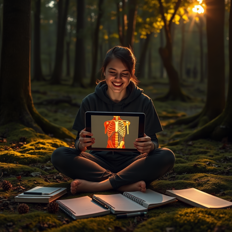 Student in a Dimly Lit